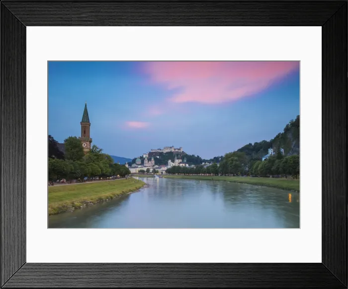 Framed Print : Austria, Salzburg, View of the Protestant parish Salzburg Christ Church, Salzach River
