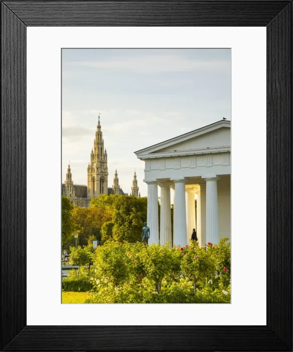Framed Print : Volksgarten, Theseus temple & Rathaus (Town Hall), Vienna, Austria