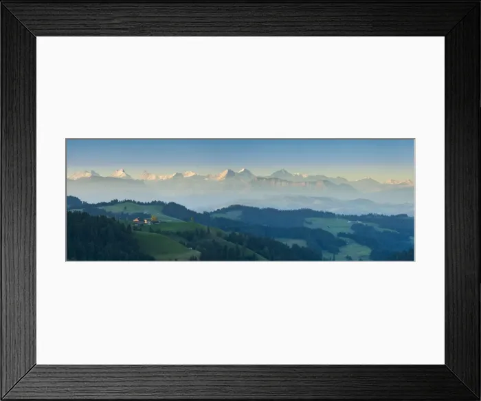 Framed Print : Emmental Valley and Swiss alps in the background, Berner Oberland, Switzerland Framed Print : Emmental Valley and Swiss alps in the background, Berner Oberland, Switzerland