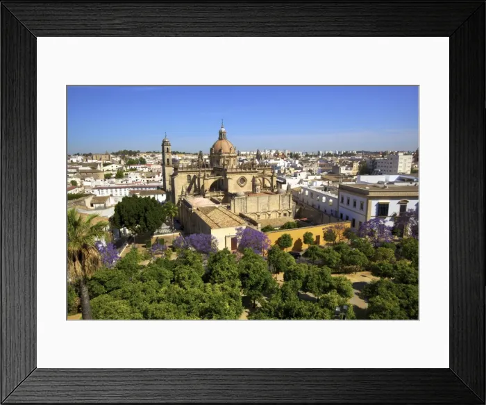 Framed Print : The Cathedral of San Salvador with Blossoming Jacaranda Trees, Jerez de la Frontera Framed Print : The Cathedral of San Salvador with Blossoming Jacaranda Trees, Jerez de la Frontera