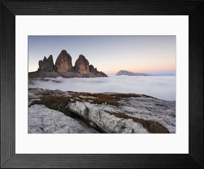 Framed Print : Italy, Trentino Alto Adige, Dolomites, clouds rising on Three Peaks of Lavaredo