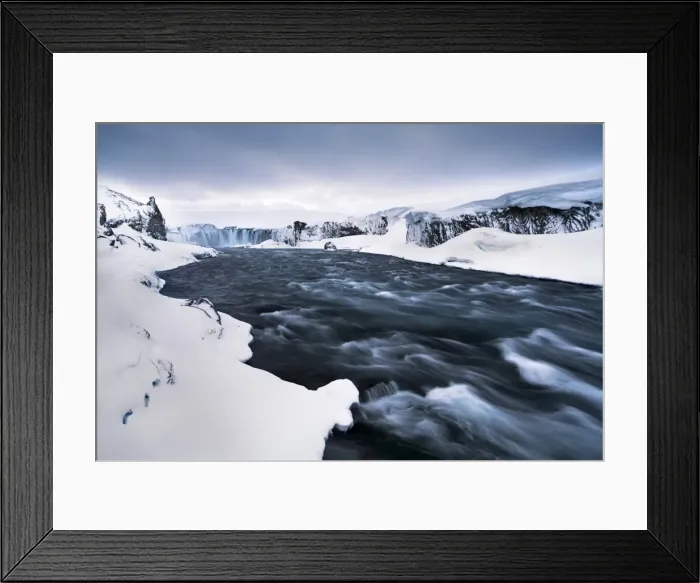 Framed Print : Iceland, Northeast Iceland, The Godafoss waterfall in his winter beauty Framed Print : Iceland, Northeast Iceland, The Godafoss waterfall in his winter beauty