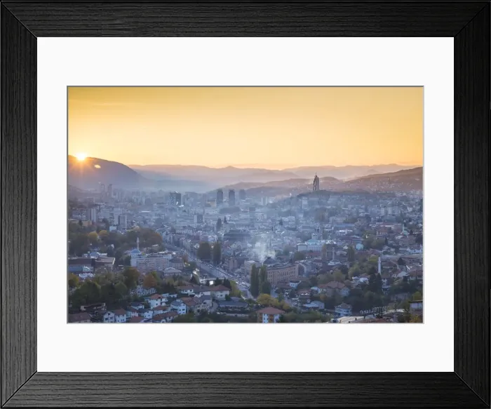 Framed Print : Bosnia and Herzegovina, Sarajevo, View of Sarajevo City Framed Print : Bosnia and Herzegovina, Sarajevo, View of Sarajevo City