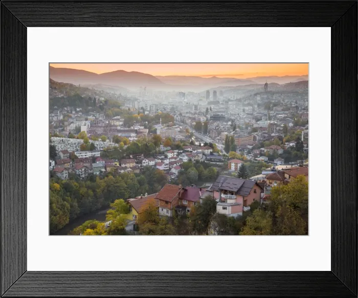 Framed Print : Bosnia and Herzegovina, Sarajevo, View of Sarajevo City Framed Print : Bosnia and Herzegovina, Sarajevo, View of Sarajevo City