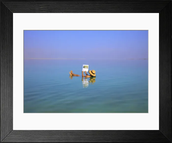Framed Print : Floating In The Dead Sea (lowest place on Earth), Ein Bokek, Israel, Middle East (MR) Framed Print : Floating In The Dead Sea (lowest place on Earth), Ein Bokek, Israel, Middle East (MR)