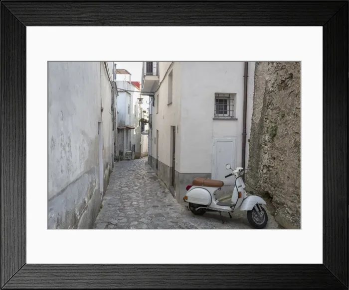Framed Print : Italy, Amalfi Coast, Ravello. Vespa scooter in the old town Framed Print : Italy, Amalfi Coast, Ravello. Vespa scooter in the old town