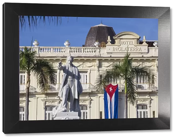 Cuba, Havana, Parque Central, Statue of Jose Marti and the Hotel Inglaterra