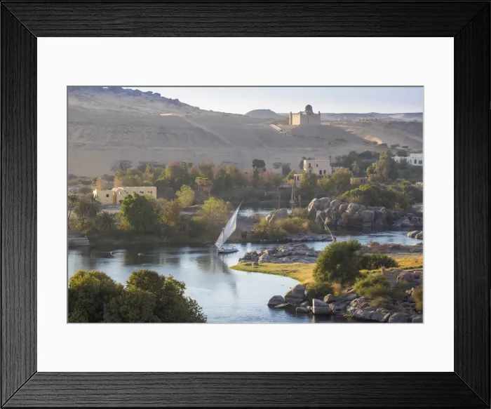 Framed Print : Egypt, Upper Egypt, Aswan, View of The River Nile and The Mausoleum of Aga Khan Framed Print : Egypt, Upper Egypt, Aswan, View of The River Nile and The Mausoleum of Aga Khan