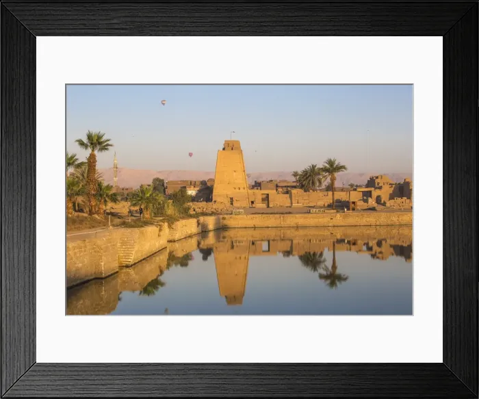 Framed Print : Egypt, Luxor, Karnak Temple, Hot air balloons rise over the Sacred Lake Framed Print : Egypt, Luxor, Karnak Temple, Hot air balloons rise over the Sacred Lake