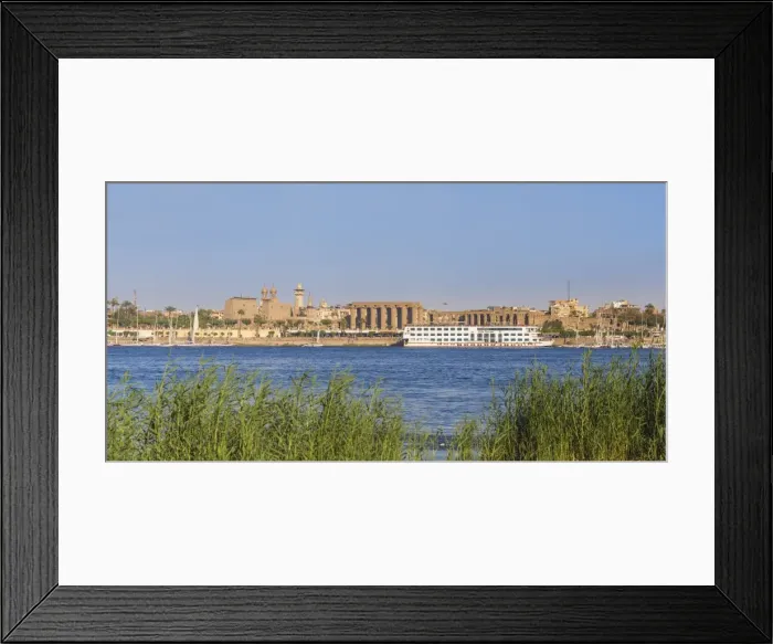 Framed Print : Egypt, Luxor, Nile cruise ship infront of Luxor temple