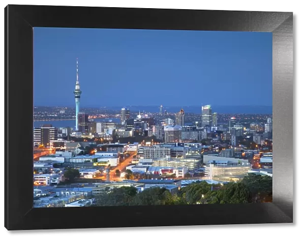 View of Auckland from Mount Eden at dusk, Auckland, North Island, New Zealand
