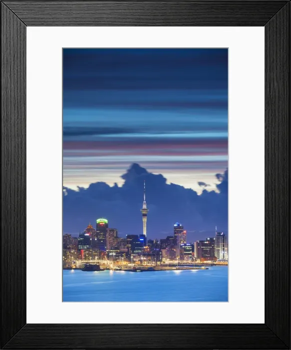 Framed Print : View of Auckland at dusk, Auckland, North Island, New Zealand Framed Print : View of Auckland at dusk, Auckland, North Island, New Zealand
