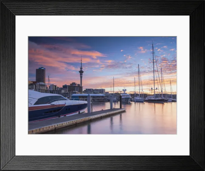 Framed Print : Sky Tower and Viaduct Harbour at sunset, Auckland, North Island, New Zealand Framed Print : Sky Tower and Viaduct Harbour at sunset, Auckland, North Island, New Zealand