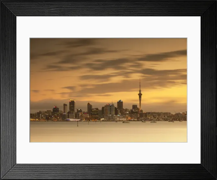 Framed Print : View of Auckland skyline at dusk, Auckland, North Island, New Zealand Framed Print : View of Auckland skyline at dusk, Auckland, North Island, New Zealand