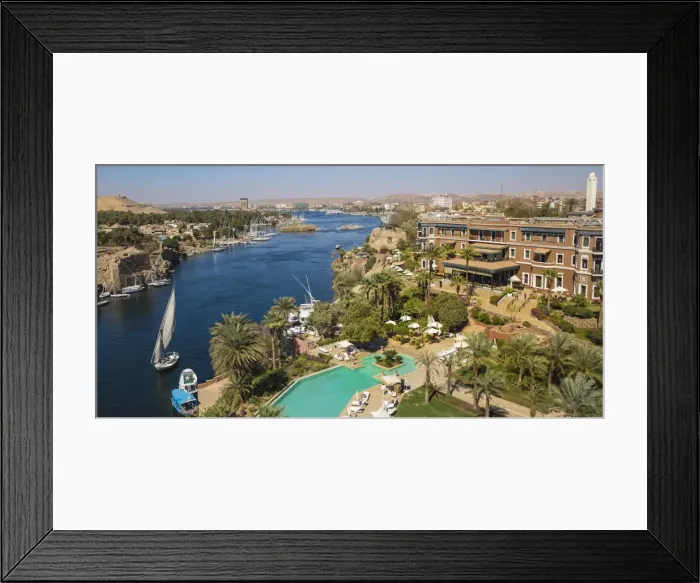 Framed Print : Egypt, Upper Egypt, Aswan, Sofitel Legend Old Cataract hotel and swimming pool Framed Print : Egypt, Upper Egypt, Aswan, Sofitel Legend Old Cataract hotel and swimming pool