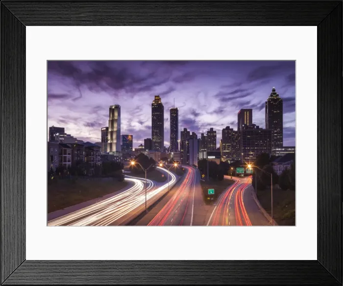 Framed Print : USA, Georgia, Atlanta, city skyline from Interstate 20 Framed Print : USA, Georgia, Atlanta, city skyline from Interstate 20