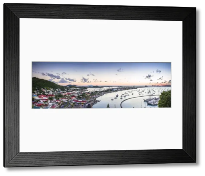 Framed Print : French West Indies, St-Martin, Marigot from Fort Louis, dusk Framed Print : French West Indies, St-Martin, Marigot from Fort Louis, dusk