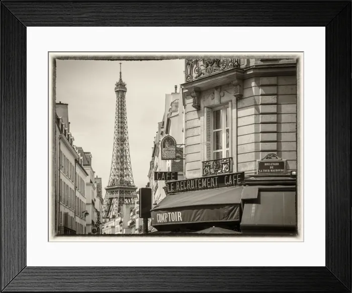 Framed Print : Eiffel Tower & Cafe, Paris, France Framed Print : Eiffel Tower & Cafe, Paris, France