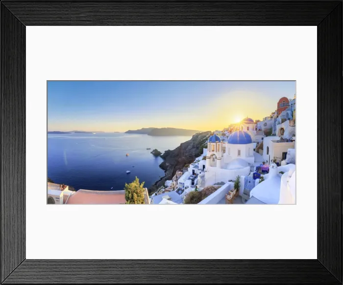 Framed Print : Greece, Cyclades, Oia town and Santorini Caldera