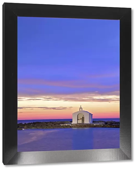 Agios Nikolaos Church at Sunrise, Georgioupoli, Crete, Greek Islands, Greece, Europe