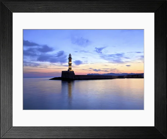 Framed Print : The Light House in The Venetian Harbour at Sunrise, Chania, Crete, Greek Islands Framed Print : The Light House in The Venetian Harbour at Sunrise, Chania, Crete, Greek Islands