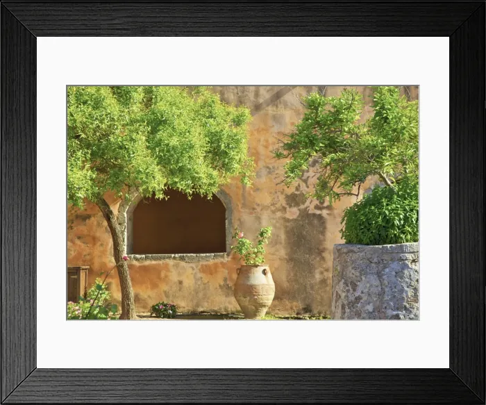 Framed Print : Courtyard In The The Arkadi Monastery, Crete, Rethymno, Greek Islands, Greece, Europe Framed Print : Courtyard In The The Arkadi Monastery, Crete, Rethymno, Greek Islands, Greece, Europe