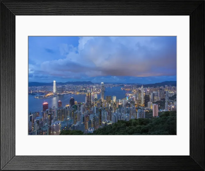 Framed Print : City skyline and Victoria Harbour viewed from Victoria Peak, Hong Kong, China Framed Print : City skyline and Victoria Harbour viewed from Victoria Peak, Hong Kong, China