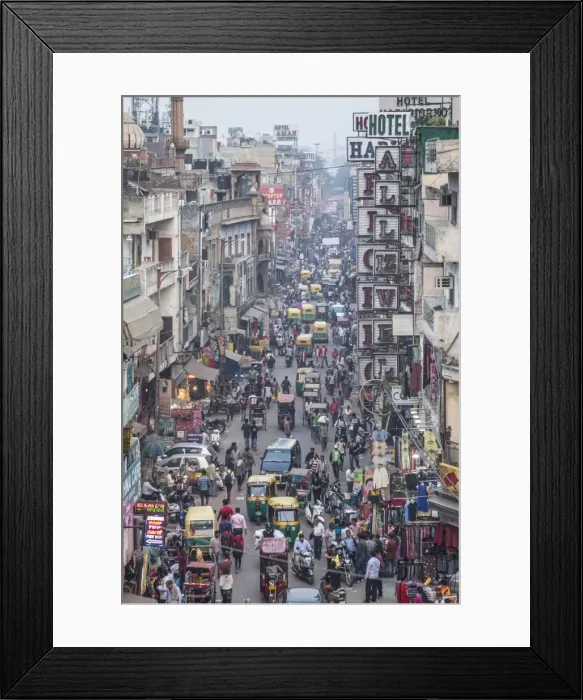 Framed Print : Paharganj area of New Delhi, India