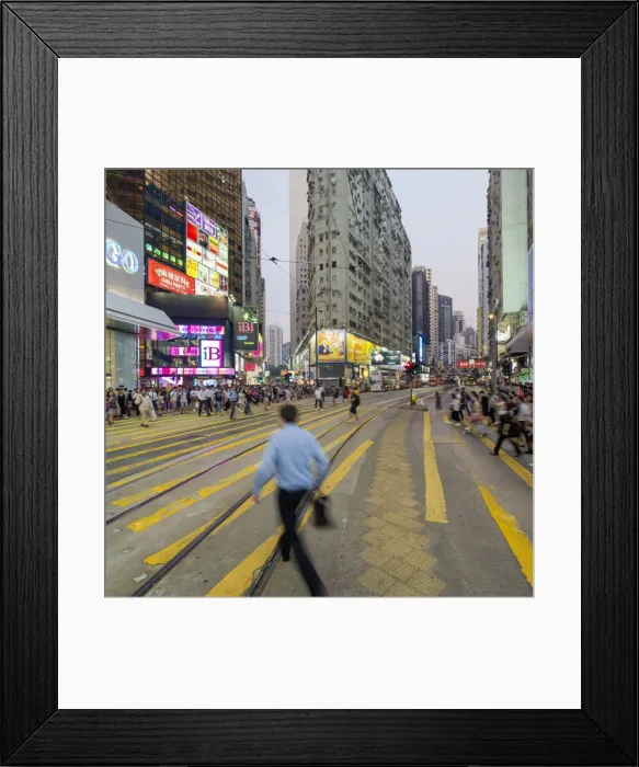 Framed Print : Pedestrians and traffic at a busy road crossing in Causeway Bay, Hong Kong Island Framed Print : Pedestrians and traffic at a busy road crossing in Causeway Bay, Hong Kong Island