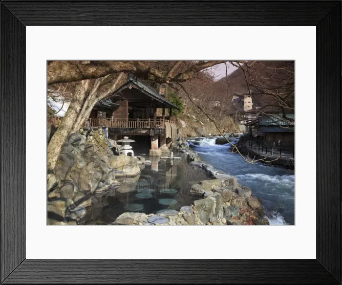 Framed Print : Japan, Gunma Prefecture, Takaragawa Onsen, outdoor hot springs along Takaragawa river Framed Print : Japan, Gunma Prefecture, Takaragawa Onsen, outdoor hot springs along Takaragawa river