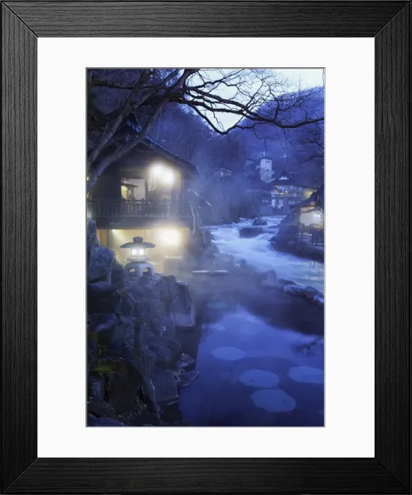 Framed Print : Japan, Gunma Prefecture, Takaragawa Onsen, outdoor hot springs along Takaragawa river Framed Print : Japan, Gunma Prefecture, Takaragawa Onsen, outdoor hot springs along Takaragawa river