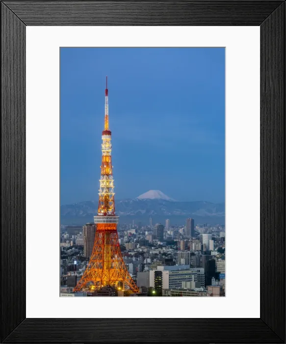 Framed Print : Japan, Tokyo, elevated night view of the city skyline and iconic illuminated Tokyo Tower Framed Print : Japan, Tokyo, elevated night view of the city skyline and iconic illuminated Tokyo Tower