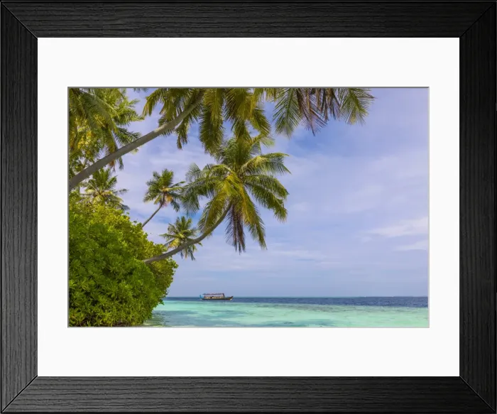 Framed Print : Beach on a tropical island in the South Male Atoll, Maldives Framed Print : Beach on a tropical island in the South Male Atoll, Maldives