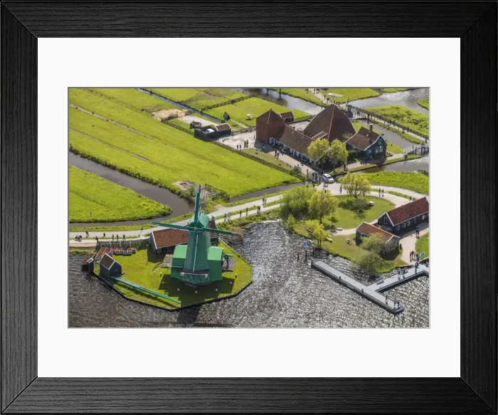 Framed Print : Aerial view of windmills in Zaanse Schans, Netherlands Framed Print : Aerial view of windmills in Zaanse Schans, Netherlands