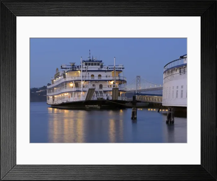 Framed Print : Paddle Wheeler, Bay Bridge at Pier 7, Embarcadero, San Francisco, USA Framed Print : Paddle Wheeler, Bay Bridge at Pier 7, Embarcadero, San Francisco, USA