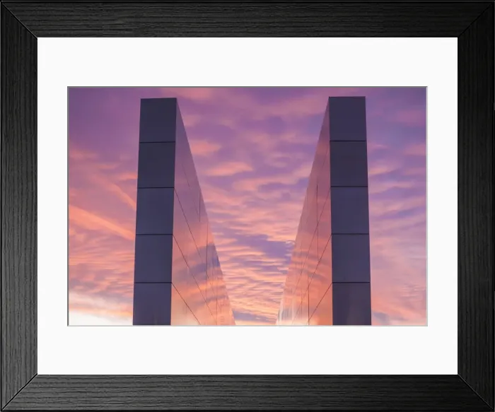 Framed Print : USA, New Jersey, Jersey City, Liberty State Park, 9-11 Memorial, dawn