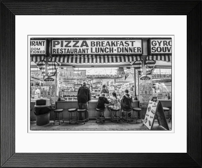 Framed Print : USA, New Jersey, The Jersey Shore, Wildwoods, Wildwoods Beach Boardwalk, Pizza shop Framed Print : USA, New Jersey, The Jersey Shore, Wildwoods, Wildwoods Beach Boardwalk, Pizza shop