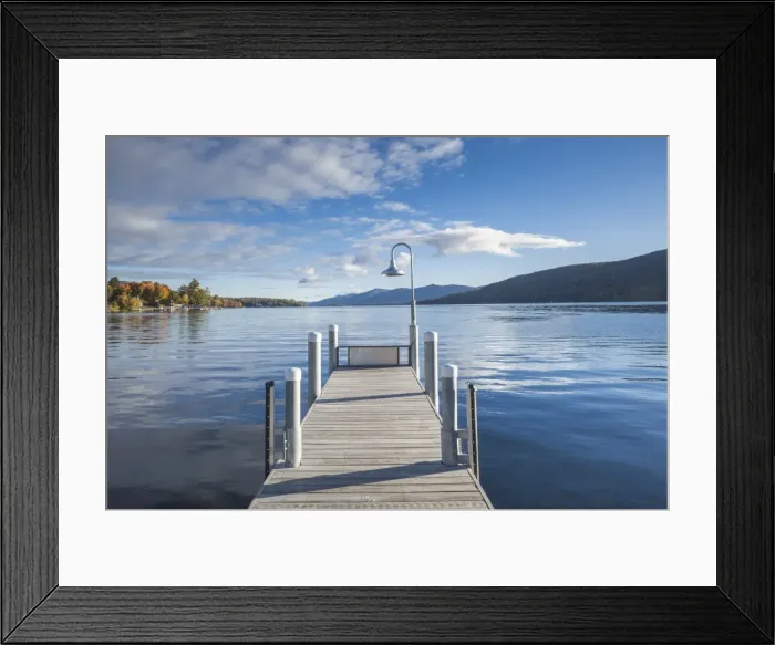 Framed Print : USA, New York, Adirondack Mountains, Lake George, boat pier Framed Print : USA, New York, Adirondack Mountains, Lake George, boat pier