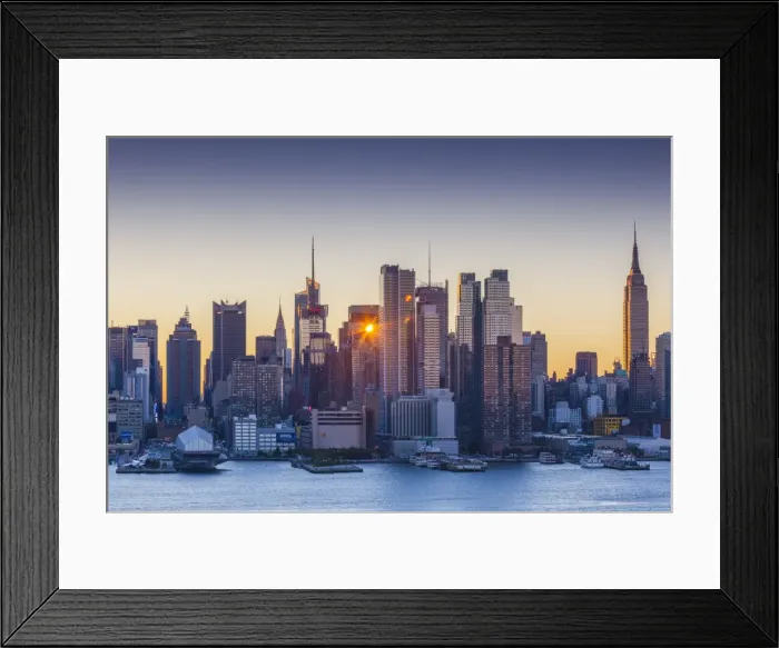 Framed Print : USA, New York, New York City, Manhattan Skyline from Weehawken New Jersey, dawn Framed Print : USA, New York, New York City, Manhattan Skyline from Weehawken New Jersey, dawn