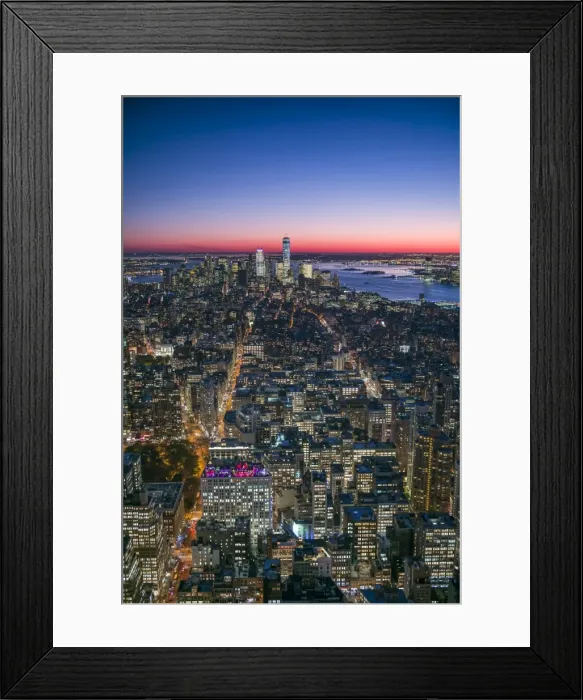 Framed Print : USA, New York, New York City, Mid-Town Manhattan, elevated view towards Lower Manhattan