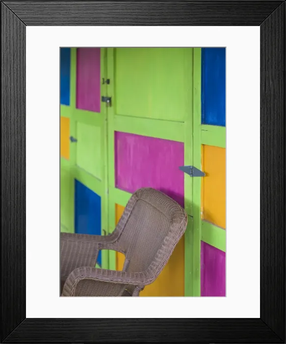 Framed Print : British Virgin Islands, Tortola, Great Carrot Bay, bar stools