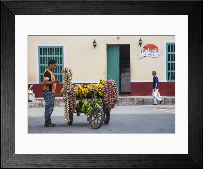 Framed Print : Cuba, Sancti Spiritus, Sancti Spiritus, Man selling garlic and bananas from a bike Framed Print : Cuba, Sancti Spiritus, Sancti Spiritus, Man selling garlic and bananas from a bike