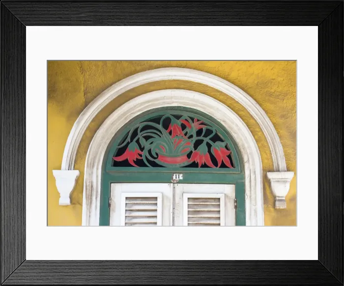 Framed Print : Curacao, Willemstad, Otrobanda, Dutch colonial house detail Framed Print : Curacao, Willemstad, Otrobanda, Dutch colonial house detail