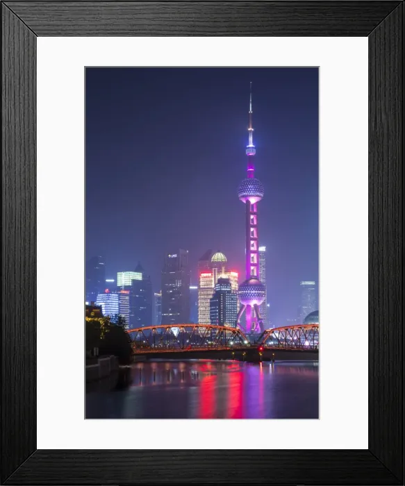 Framed Print : Oriental Pearl Tower and Waibaidu bridge, Pudong, Shanghai, China Framed Print : Oriental Pearl Tower and Waibaidu bridge, Pudong, Shanghai, China