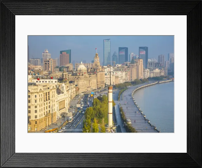 Framed Print : The Gutzlaff signal tower & The Bund, Shanghai, China