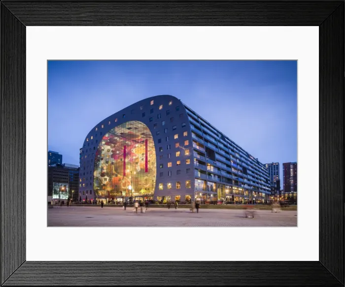 Framed Print : Netherlands, Rotterdam, Markthal foodhall, exterior, dusk Framed Print : Netherlands, Rotterdam, Markthal foodhall, exterior, dusk