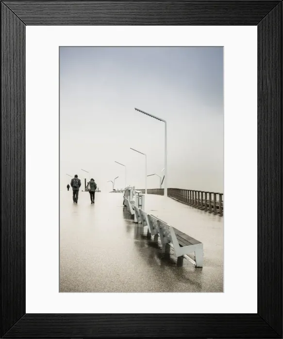 Framed Print : Netherlands, Scheveningen, Strand Noord Beach walkway, winter Framed Print : Netherlands, Scheveningen, Strand Noord Beach walkway, winter
