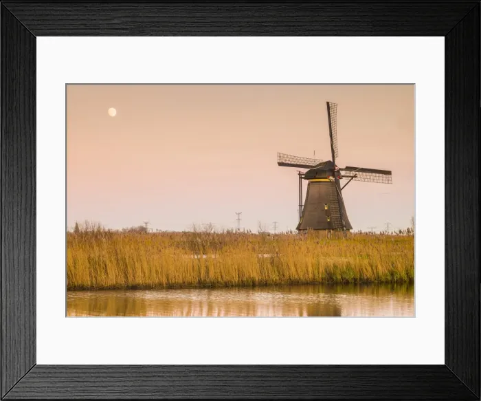 Framed Print : Netherlands, Kinderdijk, Traditional Dutch windmills, dusk Framed Print : Netherlands, Kinderdijk, Traditional Dutch windmills, dusk