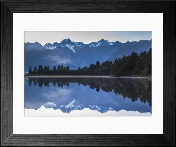Framed Print : New Zealand, South Island, West Coast, Fox Glacier Village, Lake Matheson, reflection of Mt Framed Print : New Zealand, South Island, West Coast, Fox Glacier Village, Lake Matheson, reflection of Mt