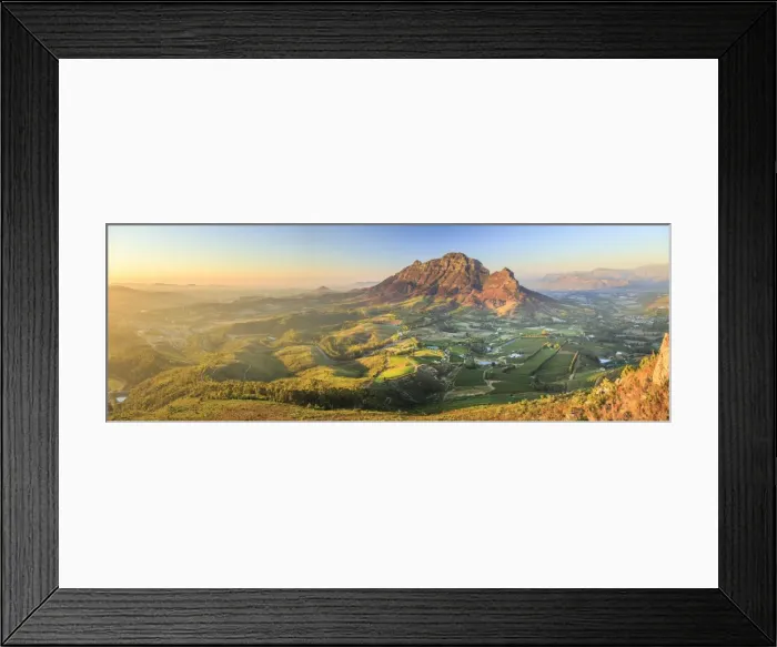 Framed Print : South Africa, Western Cape, Stellenbosch, Aerial view of Simonsberg Mountain range Framed Print : South Africa, Western Cape, Stellenbosch, Aerial view of Simonsberg Mountain range